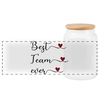 Team - Panoramic Cookie Jar with Wooden Lid - white - Front
