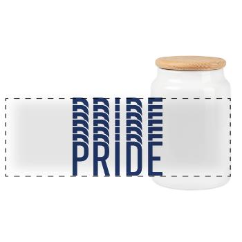 Blue Pride Geometric Pattern - Panoramic Cookie Jar with Wooden Lid - white - Front