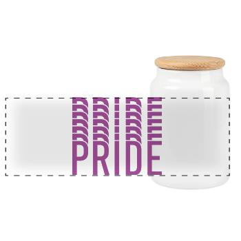 Purple Pride Typografie-Mosaik - Panorama Keksdose mit Holzdeckel - Weiß - Vorne