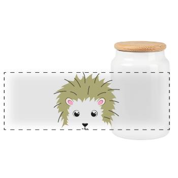 Costume animal paresseux à Kawaii face de hérisson - Boîte à biscuits avec couvercle en bois - blanc - Devant