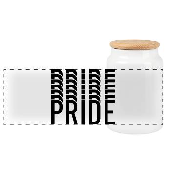 Pride Typography Contrast Pattern - Panoramic Cookie Jar with Wooden Lid - white - Front