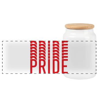 Pride: Wiederholte Buchstabengestaltung - Panorama Keksdose mit Holzdeckel - Weiß - Vorne