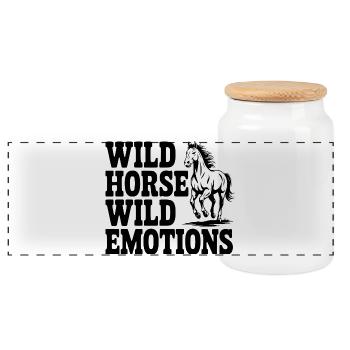 Cheval sauvage, émotions sauvages - Boîte à biscuits avec couvercle en bois - blanc - Devant