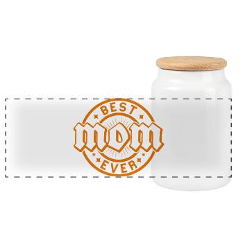 Best Ever Orange Retro Badge - Panoramic Cookie Jar with Wooden Lid - white - Front