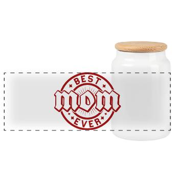 Best Ever Stamp Vintage Red - Panoramic Cookie Jar with Wooden Lid - white - Front