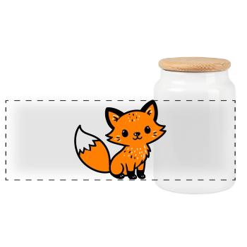 Fuchs Niedlich Comic - Panorama Keksdose mit Holzdeckel - Weiß - Vorne