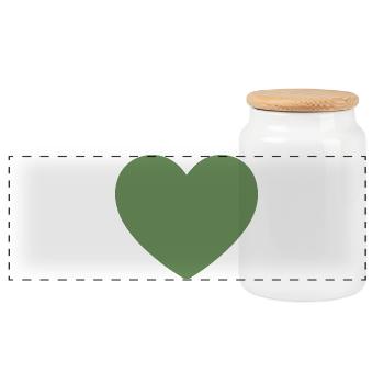 green heart green gift valentine's day - Panoramic Cookie Jar with Wooden Lid - white - Front