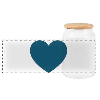 blue heart gift valentine's day - Panoramic Cookie Jar with Wooden Lid - white - Front