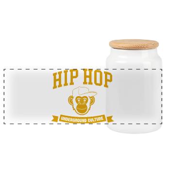 Untergrund-Hip-Hop-Affe - Panorama Keksdose mit Holzdeckel - Weiß - Vorne