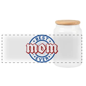 Best Ever Wild Badge - Panoramic Cookie Jar with Wooden Lid - white - Front