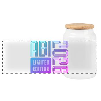 ABI 2026 Vintage Neon Limited Edition - Panorama Keksdose mit Holzdeckel - Weiß - Vorne