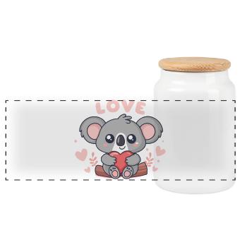 Koala Coeur Doux Love - Boîte à biscuits avec couvercle en bois - blanc - Devant