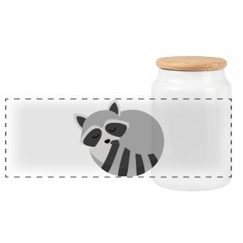 Süßer schlafender racoon minimalistischen Stil - Panorama Keksdose mit Holzdeckel - Weiß - Vorne