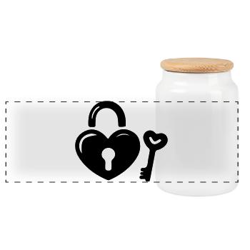 Heart Key - Panoramic Cookie Jar with Wooden Lid - white - Front