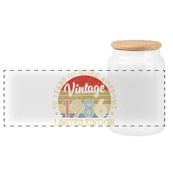 Vintage Vintage 1986 – 40e anniversaire - Boîte à biscuits avec couvercle en bois - blanc - Devant