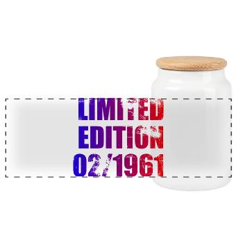 65th Birthday Limited Edition 02/1961 - Panoramic Cookie Jar with Wooden Lid - white - Front