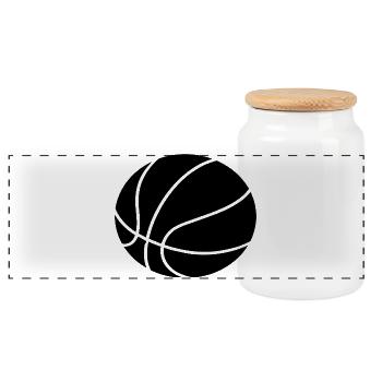 Minimales Basketball-Sportball-Design - Panorama Keksdose mit Holzdeckel - Weiß - Vorne