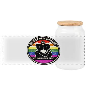You're my home Rainbow love - Panoramic Cookie Jar with Wooden Lid - white - Front