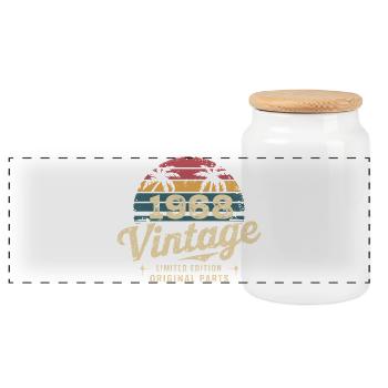 Awesome Since 1968 1968 Birthday Gift - Panoramic Cookie Jar with Wooden Lid - white - Front