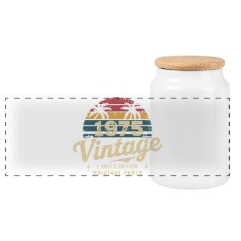 Awesome Since 1975 1975 Birthday Gift - Panoramic Cookie Jar with Wooden Lid - white - Front