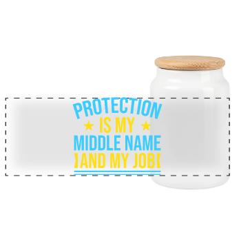Insurance Agent Protection My Job Funny Insurance - Panoramic Cookie Jar with Wooden Lid - white - Front
