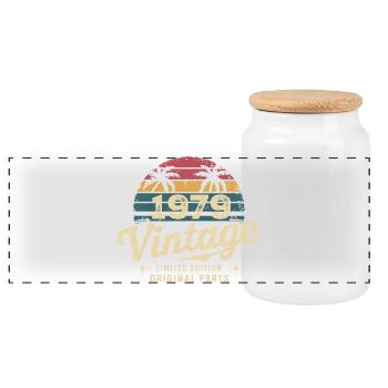 Großartig seit 1979 1979 Geburtstagsgeschenk - Panorama Keksdose mit Holzdeckel - Weiß - Vorne