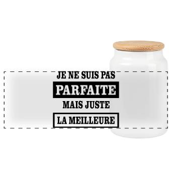 I'm not perfect but just the best - Panoramic Cookie Jar with Wooden Lid - white - Front