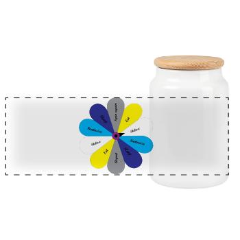 Easy life, relaxing, fantasizing, eating, sleeping - Panoramic Cookie Jar with Wooden Lid - white - Front
