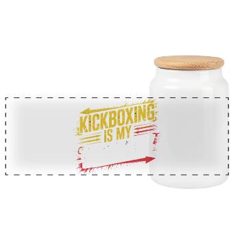 Kickboxen ist meine Therapie - Panorama Keksdose mit Holzdeckel - Weiß - Vorne