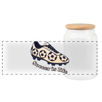 Football – Le soccer, c’est la conception de la vie - Boîte à biscuits avec couvercle en bois - blanc - Devant