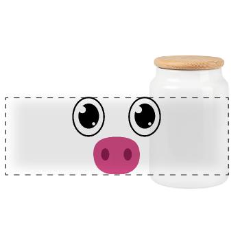 Cute Pig Face Kawaii Snout Costume - Panoramic Cookie Jar with Wooden Lid - white - Front