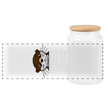N’importe quoi de loutre, jeu de mots drôle, expression d’amour de la loutre - Boîte à biscuits avec couvercle en bois - blanc - Devant
