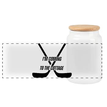 The cottage - Panoramic Cookie Jar with Wooden Lid - white - Front