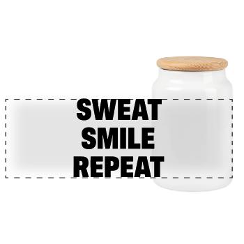 Sourire en sueur, répéter - Boîte à biscuits avec couvercle en bois - blanc - Devant