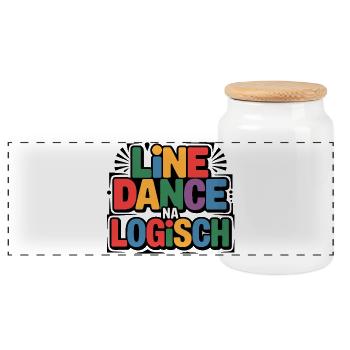 LineDance Na Logisch Bunte Typo - Panoramic Cookie Jar with Wooden Lid - white - Front