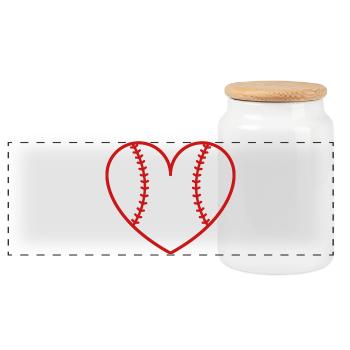Baseball softball heart - Panoramic Cookie Jar with Wooden Lid - white - Front