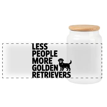 Less People More Golden Retriever - Panorama Keksdose mit Holzdeckel - Weiß - Vorne