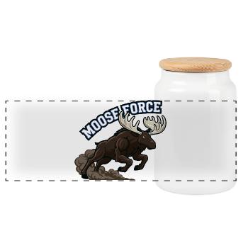 Moose Force Wild Elk Power - Panoramic Cookie Jar with Wooden Lid - white - Front