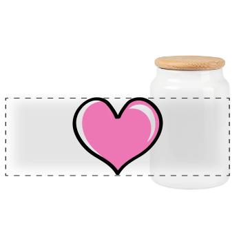 Heart Love - Panoramic Cookie Jar with Wooden Lid - white - Front