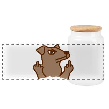 Hund zeigt den Mittelfinger - Panorama Keksdose mit Holzdeckel - Weiß - Vorne