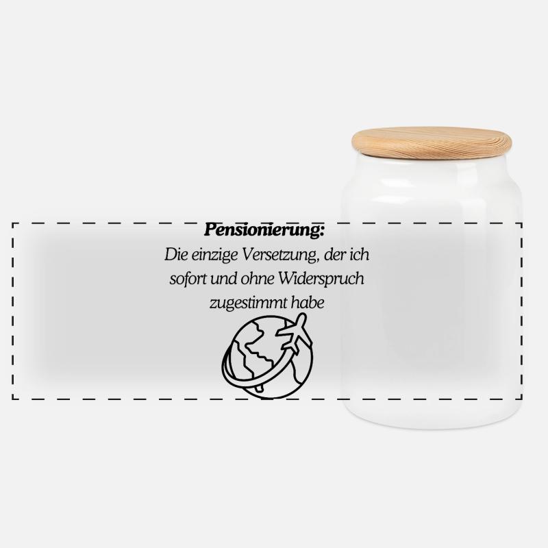 Endlich Pension - Panorama Keksdose mit Holzdeckel - Weiß