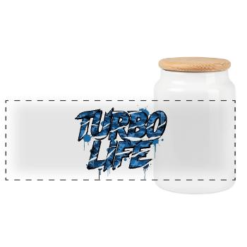 Turbo Life Camo Street Tuning Style - Panorama Keksdose mit Holzdeckel - Weiß - Vorne