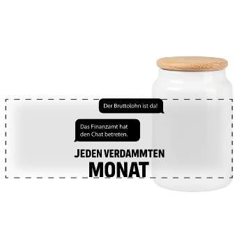 Tax office enters the chat - Panoramic Cookie Jar with Wooden Lid - white - Front