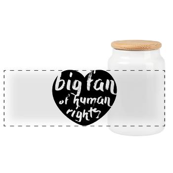 Big Fan of Human Rights - Panoramic Cookie Jar with Wooden Lid - white - Front