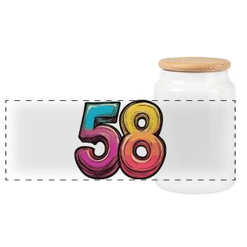 58 Number Colorful - Panoramic Cookie Jar with Wooden Lid - white - Front