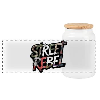 Street Rebel Camo Street Style Motif - Panoramic Cookie Jar with Wooden Lid - white - Front