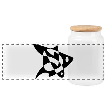 Puzzle Fish - Panoramic Cookie Jar with Wooden Lid - white - Front