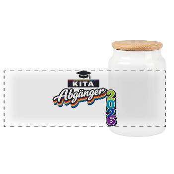 School enrollment daycare graduates 2026 schoolchild - Panoramic Cookie Jar with Wooden Lid - white - Front