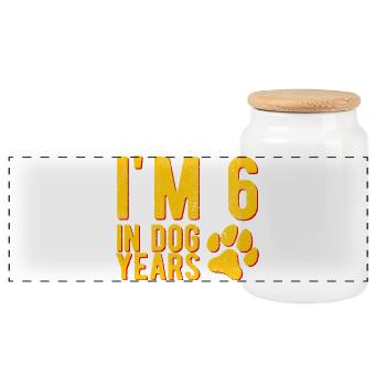 J’ai 6 ans dans les années de chien, 40 ans d’anniversaire, c’est drôle - Boîte à biscuits avec couvercle en bois - blanc - Devant