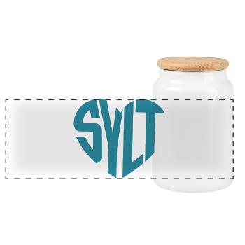 Sylt Coastal Logo Typo - Panoramic Cookie Jar with Wooden Lid - white - Front
